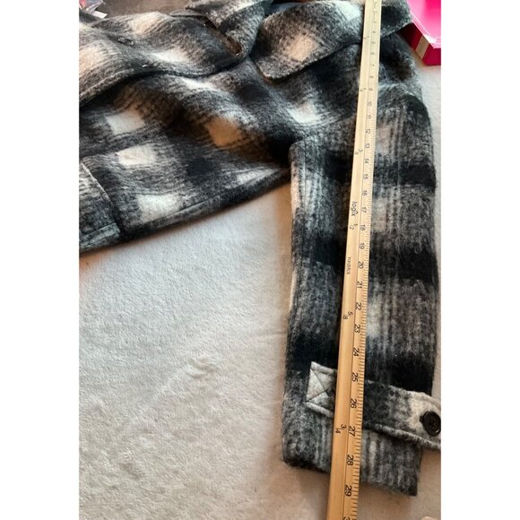 Banana Republic Womens Large P Coat Italian Wool Blend Plaid Check Double Breast - Picture 10 of 15